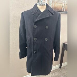Men's Black Vintage U.S Navy Pea Coat 42 Long